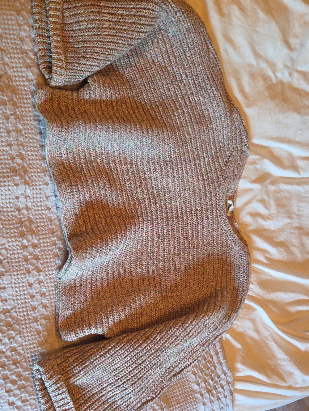 Storia Off-the-Shoulder Ribbed Sweater in Beige Taupe